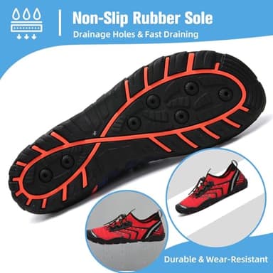 Mishansha Water Shoes for Women Men Barefoot Beach Shoe Quick Dry Aqua Swim Socks for Surfing Yoga Size 15 Women/ 13.5 Men Red - Image 4