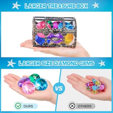 Diving Gem Pool Toy 10PCS DISHIO Big Colorful Diamond Diving Toy with Treasure Box Chest Pirate Pool Toys for Kids Toddlers Underwater Sinking Dive Gemstone for Swimming Bath Birthday Party Decoration - Image 6