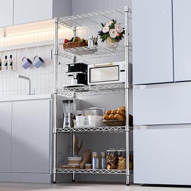 M MZG 1250 lbs Steel Heavy Duty 5-Tier Utility Shelving Unit Steel Organizer Wire Rack for Home,Kitchen,Office,Chrome (13.7" D x 23.6" W x 62.4" H) - Image 7