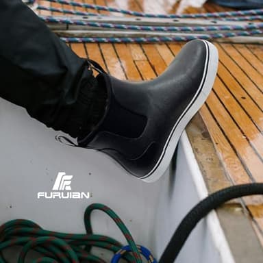 Furuian Men's Deck Boots Fishing Boots Waterproof Rain Boots Ankle Booties Slip On Neoprene Rubber Footwear Chelsea Boots Men Botas Para Hombre for Gardening Fishing Boating Camping Sailing - Image 6