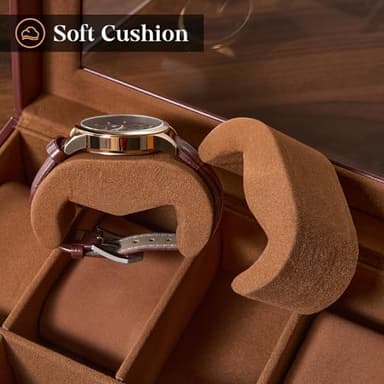 ProCase Watch Case, 8 Slot Mens Watch Box Holder Organizer with Glass Lid, 2-Layer Watches Display Case, Mens Jewelry Box with Drawer, Birthday Christmas Gifts for Men Women -8 Slot, Espresso - Image 5