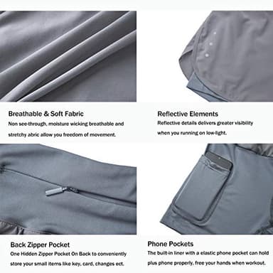 Ksmien Women's 2 in 1 Running Shorts - Lightweight Athletic Workout Gym Yoga Shorts Liner with Phone Pockets - Image 4