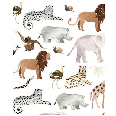 NoJo Water Color Jungle Friends Tan, Brown & Grey Fitted Super Soft Crib Sheet, Tan, Brown, Grey - Image 3