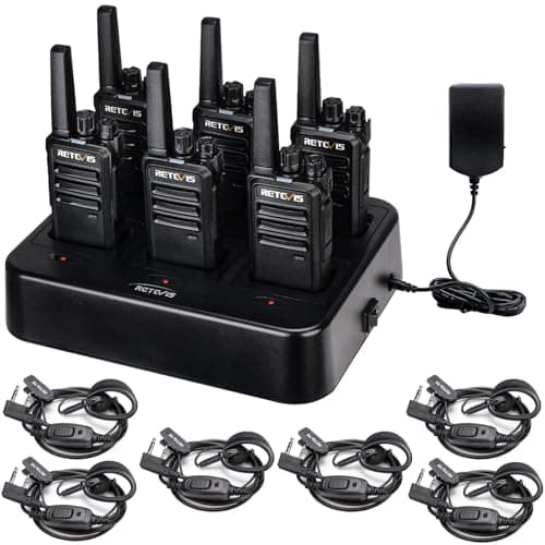 Retevis RT68 Walkie Talkies with Earpiece, Portable FRS Two-Way Radios Rechargeable, with 6 Way Multi Unit Charger, Hands Free, Long Range, Rugged 2 Way Radios 6 Pack for Adults School Church - Image 1