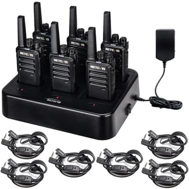 Retevis RT68 Walkie Talkies with Earpiece, Portable FRS Two-Way Radios Rechargeable, with 6 Way Multi Unit Charger, Hands Free, Long Range, Rugged 2 Way Radios 6 Pack for Adults School Church - Image 1
