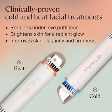 Therabody TheraFace Depuffing Wand – Cold and Heat Skincare Treatment to Depuff and Glow; Beauty Wand, Face Roller and Eye Massager for Eye Puffiness, Dark Circles and Skin Radiance (White) - Image 2
