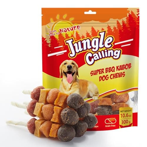 Jungle Calling Dog Treats, Multi-Flavor Kabob Dog Snacks, Edible Dog Kabobs, Made with Chicken, Duck, Beef, Sweet Potato and Pumpkin, Rawhide Sticks for Dogs - Image 1