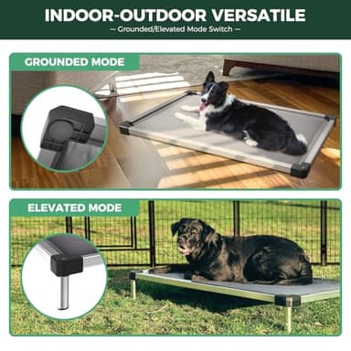 FXW TitanNest Chew-Proof Elevated Dog Bed, Raised Cot for Indoor/Outdoor/Camping Use, Durable & Washable Padded Pet Bed for Medium Dogs, 42.0" L x 27.0" W x 5.0" H, Gray - Image 4