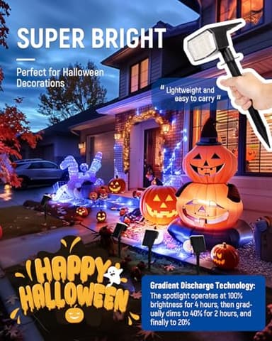 AUDERWIN Solar Spot Lights Outdoor Waterproof 6 Pack IP65, 63 LED 3 Lighting Modes Spotlights for Yard Garden House Garage Pathway - Image 9