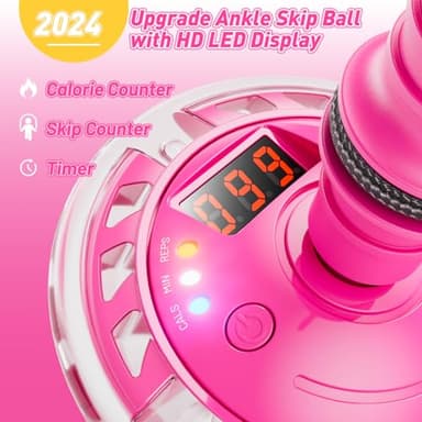 Flooyes Skip Ball for Kids, Ankle Skip Ball Toy with Counter, Timer and Cal Calculator, Girl Birthday Gifts for Age 6 7 8 9 10+, Rechargeable Colorful Flash Wheel Skip Ball for Girls Women - Image 2