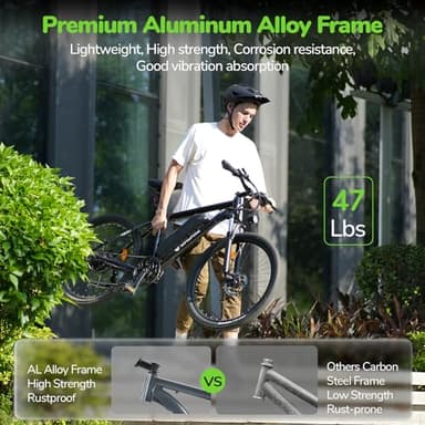 isinwheel M10 Electric Bike for Adults with 374.4Wh Removable Battery, 55 Miles 20MPH Commuting Electric Mountain Bike with 500W Brushless Motor, 35 Speed, 26" Tires and Front Fork Suspension (Black) - Image 2