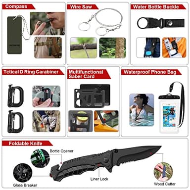 Survival Kits,222 PCS Emergency Survival Gear First Aid Kits with Molle System Compatible Bag Outdoor Camping Gear Emergency Kits for Hunting,Hiking,Fishing, Gifts for Men Women - Image 4