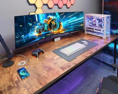 Coleshome 71 Inch Computer Desk with USB Ports, Large Office Desk, Long Study Student Writing Desk, Rustic Brown - Image 6