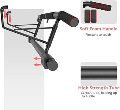 AmazeFan Pull Up Bar, Doorway Mount with Ergonomic Grip - Fitness Chin-Up Frame for Home Gym Exercise, 400 lbs Capacity, Alloy Steel, Foldable - Includes 2 Wrist Straps & Workout Guide - Image 4