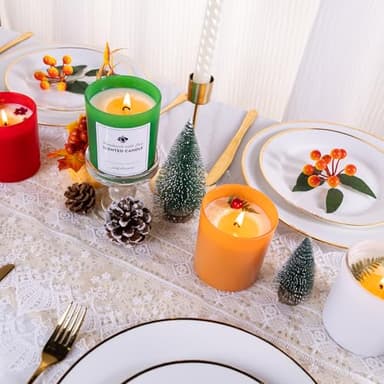 CONNOO 12 Pack 10 OZ Multi Color Glass Candle Jars with Bamboo Lids Nice Sticky Warning Labels for Candle Making Empty Container Bulk - Dishwasher Safe - Image 8