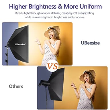 UBeesize Softbox Photography Lighting Kit, 27” x 20” Continuous Lighting Kit with 2pcs 40W E27 Socket 6500K Bulbs, Professional Photo Studio Lighting for Video Recording, Portrait Shooting - Image 4