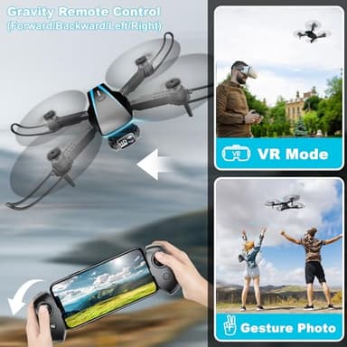 Oddire Drone with Camera - Drones for Adults, with 2 Batteries, Carrying Case, Propellers, 1080P HD Foldable Drone with Stable Hover, Trajectory Flight, Gravity Control, One Key Take Off/Land, 3D Flip - Image 6
