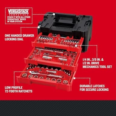 Craftsman 262-Piece Mechanic Tool Set with 3-Drawer VERSASTACK Box, SAE and Metric Socket Set, Car and Motorcycle Tool Kit with Combination Wrenches and Spark Plug Sockets (CMMT45309 - Image 5