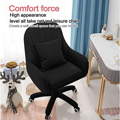 XUEGW Home Office Chair Computer Chair with Mid-Back Upholstered Modern Tufted Computer Task Chair Swivel Height Adjustable Velvet Accent Chair Suitable for Bedroom, Study - Image 5