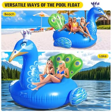 DeeprBetter Inflatable Peacock Pool Float, 2025 Gaint Funny Pool Floats Adults, Heavy Duty Pool Floaties Lounger, Large Animal Pool Floats Inflatable Ride-On Floaty for Swimming Pool Party Water Fun - Image 7