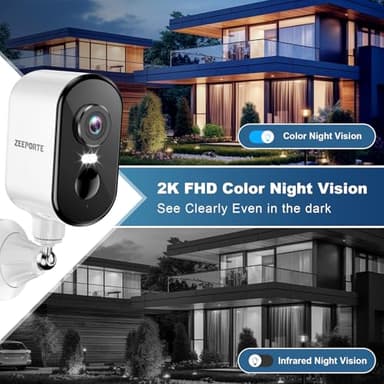 2K Security Cameras Wireless Outdoor, Pan Rotating 360° Battery Powered WiFi Camera with AI Motion Detection, Color Night Vision, Spotlight, Siren, 2-Way Talk, Waterproof, SD/Cloud Storage - Image 6