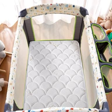 Pack and Play Mattress Topper - 38" x 26" x 1.5", Soft & Firm Premium Foam Pack N Play Mattresses Pad, Odorless Baby Foam Playpen Mattresses,Portable Playard Mattress Topper- Breathable & Comfort - Image 2