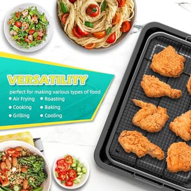 Air Fryer Basket for Oven, OPENICE 15.6" x 11.6" Air Fryer Tray and Pan Set with 30PCS Parchment Papers, Stainless Steel Oven Air Fryer Basket and Tray for Baking Grilling - Black - Image 7