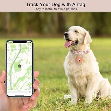 Dog Collar and Leash Set with AirTag Holder,Adjustable Dog Collars with Quick Release Metal Buckle,Flowers Patterns with Soft Padded for Small Medium Large Dogs - Image 3