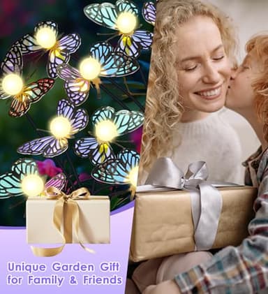 ZFNN Solar Garden Lights, 2 Pack Butterfly Garden Decor Outdoor Waterproof, Swaying Outdoor Lights for Outside Garden Yard Lawn Patio Balcony, Gardening Gifts for Women Mother Day Mom - Image 6