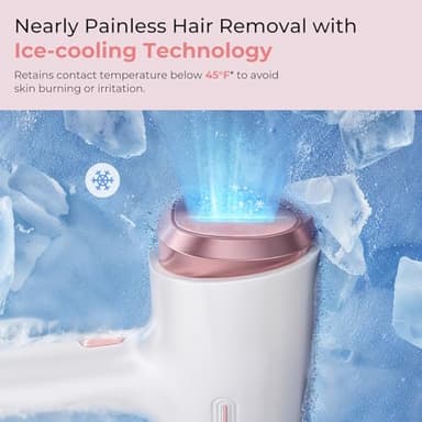 Finequin Laser Hair Removal for Women & Men, 45°F Ice-Cooling Contact, Safe & Virtually Painless Alternative to Salon IPL Hair Removal Device, Long-Lasting Hair Removal from Home, with Razor & Glasses - Image 6
