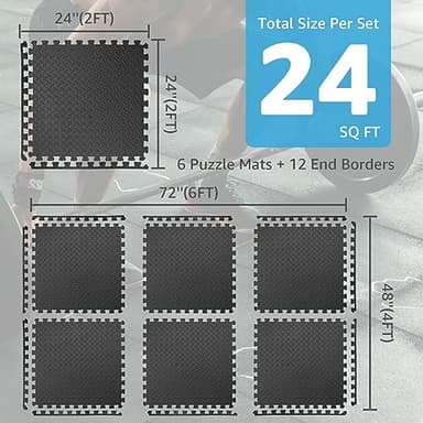 Art3d Eva Puzzle Exercise Mats, 24"x24" x 1/2” Thick Foam Interlocking Tiles for Gyms, Flooring, Workout, Gym Equipments, Pack of 6 - Image 2