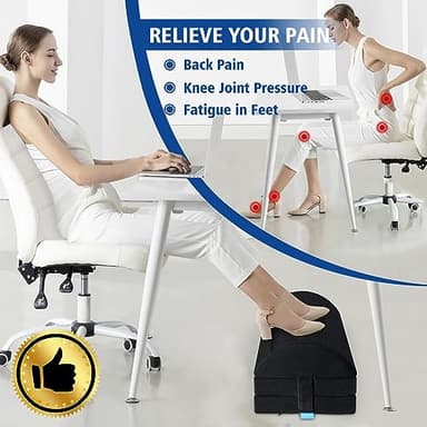 KAYFIA Foot Rest for Under Desk at Work XXL(20in) with 3 Adjustable Heights，Foot Stool with Supportive Gel Foam, Warmer Feet Pocket Footrest for Office Gaming Chair, for Leg Support -Black - Image 3