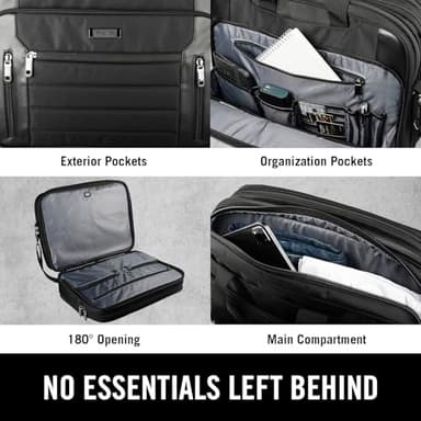 Kenneth Cole Reaction Keystone 1680d Polyester Dual Compartment 17" Laptop Business Portfolio, Black - Image 4