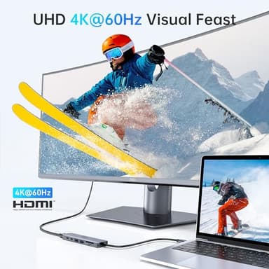 USB C Hub HDMI Adapter for MacBook Pro/Air, 7 in 1 USBC Dongle with HDMI, SD/TF Card Reader, USB C Data Port,100W PD, and 2 USB 3.0 Compatible for MacBook Pro/Air, Dell XPS, Lenovo Thinkpad. - Image 3