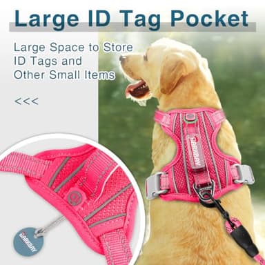 BARKBAY Dog Harness No Pull with ID Tag Pocket - Heavy Duty, Reflective, Easy Control for Large Dogs(Pink,XL) - Image 2