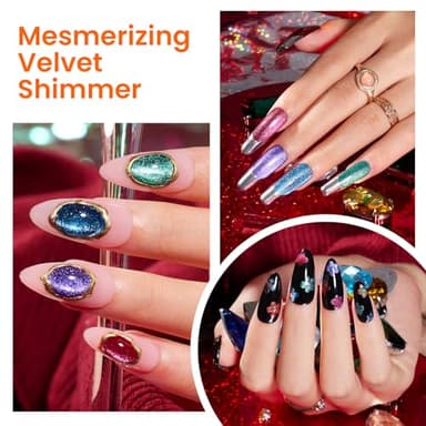 Beetles Cat Eye Gel Nail Polish Set, 6 Colors Glitter Red Pink Shiny Brown Burgundy Purple Blue Green Magnetic Effect Sparkle Stunning Nail Gel Polish Kit Soak Off UV Manicure Gifts for Women - Image 4