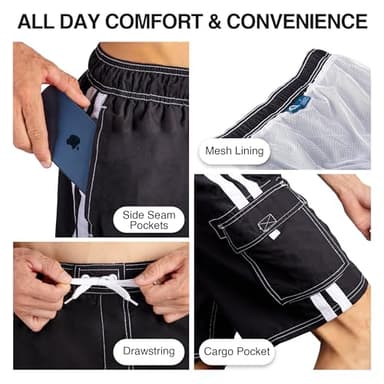 Kanu Surf Men's Barracuda Swim Trunks (Regular & Extended Sizes), Black, XX-Large - Image 3