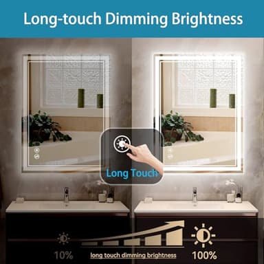 GETOVIN 24 x 36'' LED Mirror for Bathroom Anti-Fog Dimmable 3 Colors Stepless Brightness - Image 6