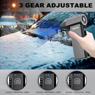 SDFM Compressed Air Duster - Electric Air Duster with Built in Brushless Motor,130,000RPM, 3-Speed Adjustable Air Blower - Suitable for Keyboard, Computer, car, and Home Cleaning (X3) (Max-Black) - Image 2