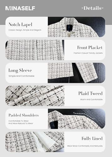 Spring Jackets for Women 2025 Lightweight Light Business Casual Cute Fashion Trendy Sweatshirt Plaid Blazers Women's Clearance Cardigan Work Professional Womens Jacket Suit Suits - Image 6