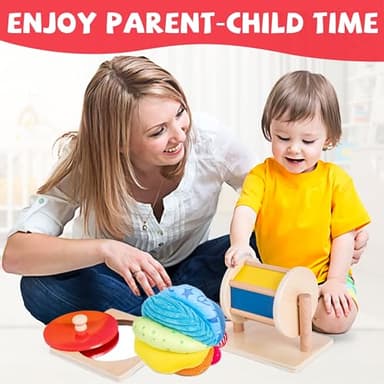 Montessori Baby Toys Play Kit - Mirror, Peekaboo, Knob Puzzle, Spinning Drum, Rainbow Ball - 6-12 Months Toddlers - Image 4