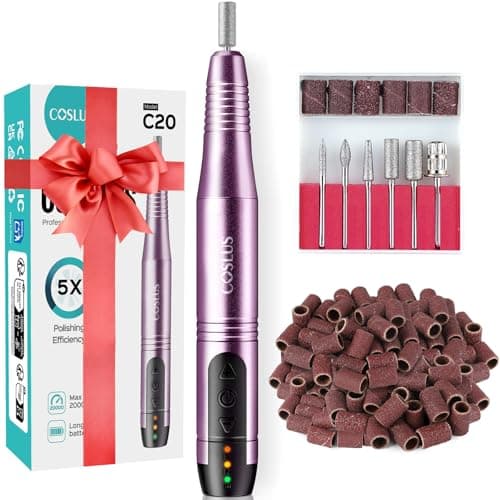 COSLUS Cordless Nail Drill Electric File: Professional for Acrylic Gel Dip Powder Nails Portable Nail Drill Machine Kit for Manicure Pedicure Nail Set with Everything Rechargeable Lightweight - Image 1