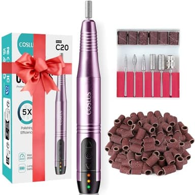 COSLUS Cordless Nail Drill Electric File: Professional for Acrylic Gel Dip Powder Nails Portable Nail Drill Machine Kit for Manicure Pedicure Nail Set with Everything Rechargeable Lightweight - Image 1