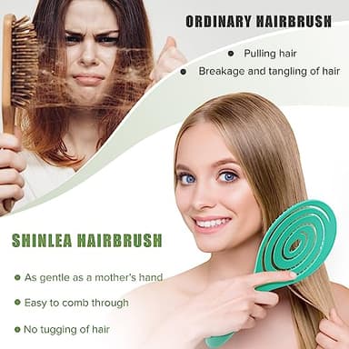 SHINLEA Hair Brush, Detangle Anti Tangle Brush, Spiral Hairbrush for Wet & Dry Hair, Women, Men, Kids, Glide Through Tangles For All Hair Types, Green - Image 6
