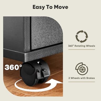 OLIXIS 7 Drawer Mobile File Cabinet Under Desk Storage Organization with Wheels Vertical Filing Chest Rolling Wood Small Desk Printer Stand for Home Office, 15.75"D x 18.74"W x 34.25"H, Black - Image 7