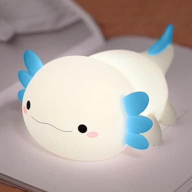 Axolotl Night Light,Cute Axolotl Lamp,Food Grade Silicone Nursery Nightlight,Rechargeable/Dimmable LED Squishy Novelty Animal Bedside Touch Lamp,Baby Room Decor, Axolotl Gifts for Kids/Boys - Image 1