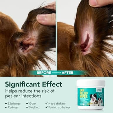 SmileDenX Pet Ear Wipes, Ear Cleaner Wipes for Dogs & Cats, Enzymes and Baking Soda - Fast Relief Ear Itching and Inflammation, Dog Ear Infection Treatment, Remove Dirt and Wax Build Up, 50 Count - Image 3