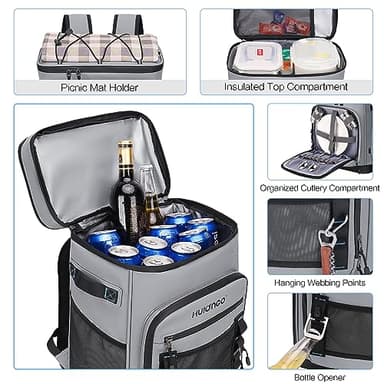 Hulongo Large Waterproof Insulated Cooler Backpack for Men & Women, Leak Proof Cooler Backpack for Camping, Beach, Fishing, Picnic, Travel, Outdoor, 30L, 48Cans - Image 4