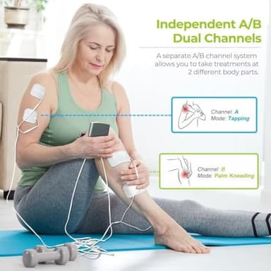 AUVON Dual Channel TENS Unit Muscle Stimulator Machine with 20 Modes, 2" and 2"x4" TENS Unit Electrode Pads - Image 3