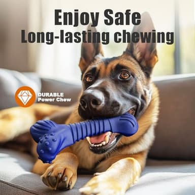 Doudele Dog Toys for Aggressive Chewers, Indestructible Chew Toys for Medium Large Dogs,Durable Rubber Dog Bones with Beef Flavor, Tough Dental Toy for Boredom Relief (Blue) - Image 6